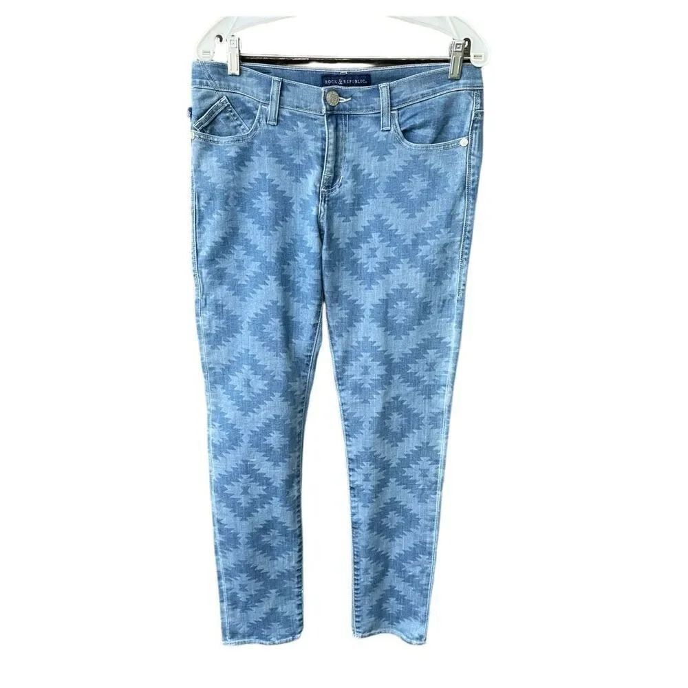 NWT Rock & Republic Aztec print size 12 Berlin skinny jeans.